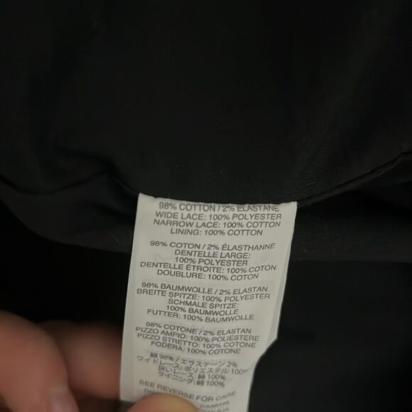 J.CREW Black Linen Pencil Shirt with Crochet Detailing, Size 2P - Picture 9 of 10